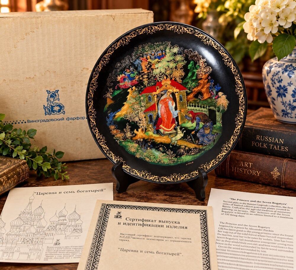 1988 Russian Legends Princess Seven Bogatyrs Plate COA Box Vinogradoff
